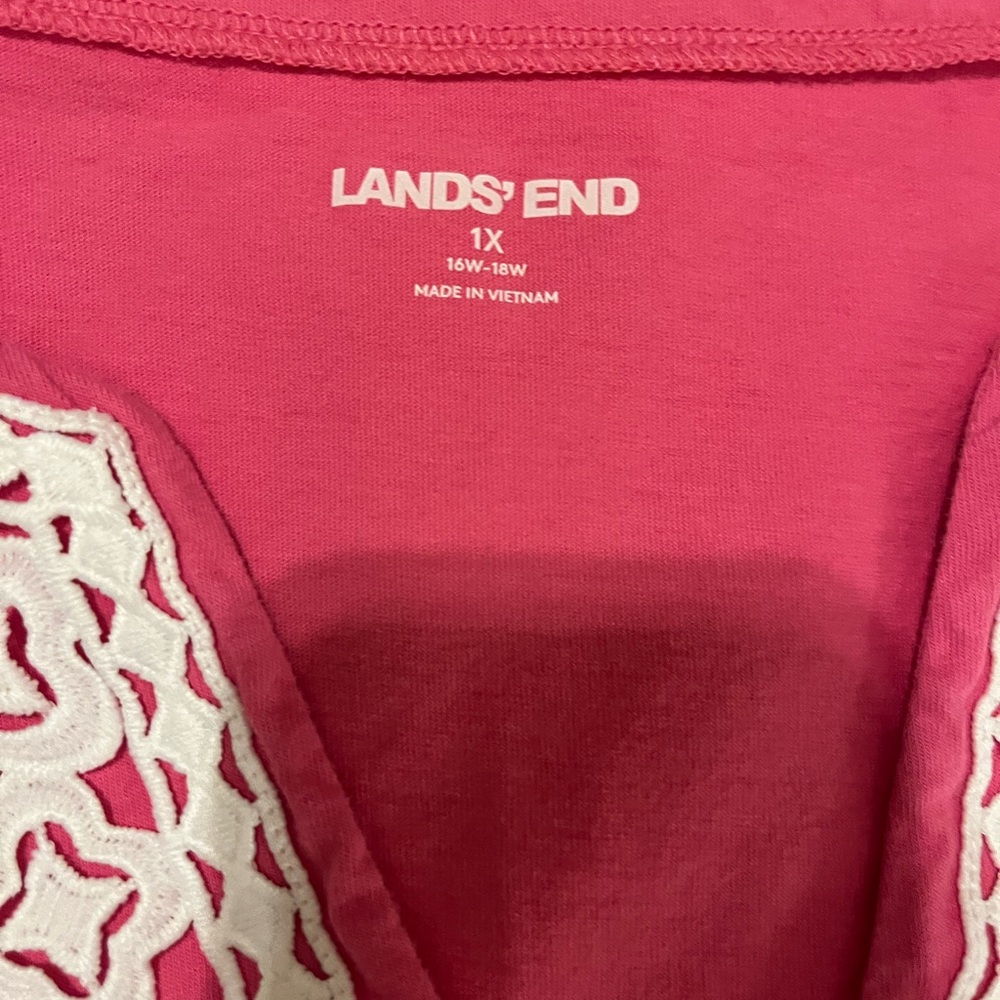Lands’ End Pink Embroidered V-Neck Dress – Size 1X - Picture 6 of 6